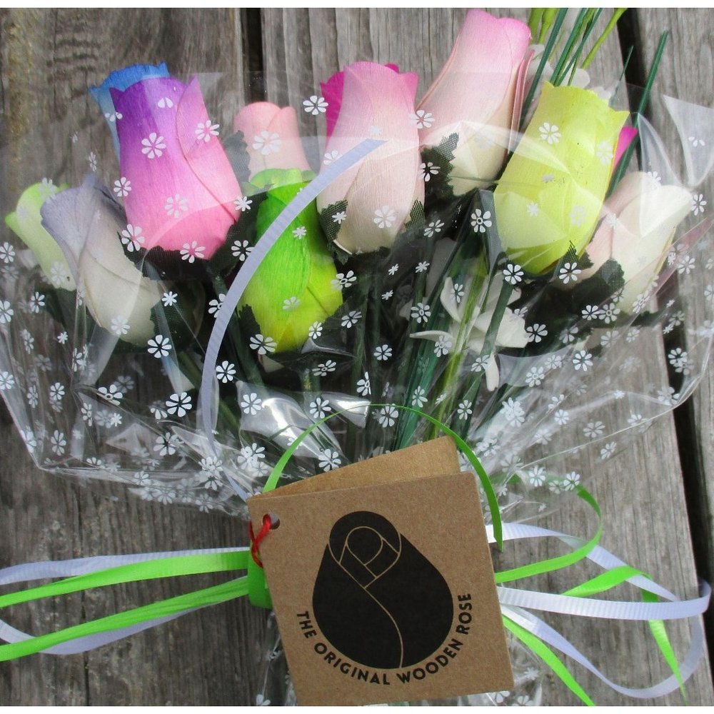 2 Dozen Spring Easter Wooden Rose Bouquet - Picture 8 of 10